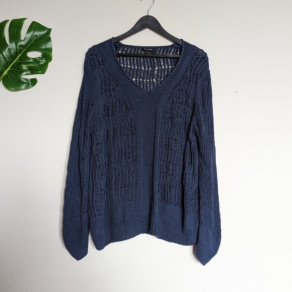 Massimo Dutti navy blue knit sweater size XL